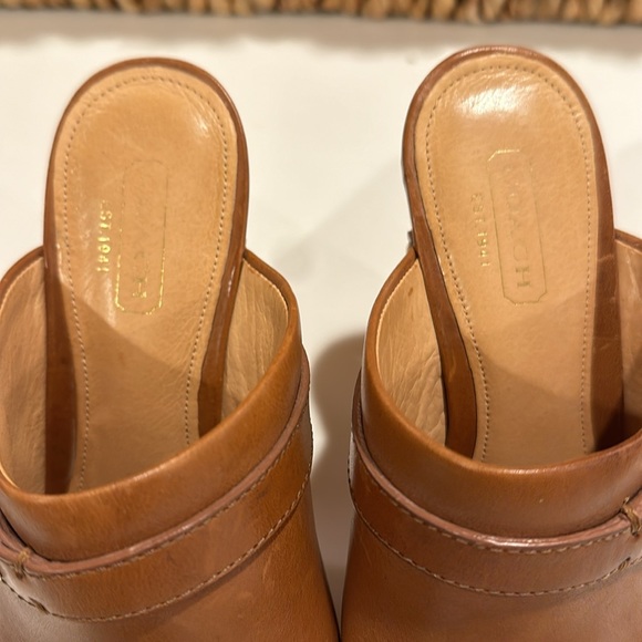 Wooden leather clogs with stud detail by Coach. - Picture 6 of 7
